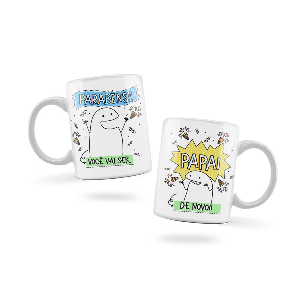 Caneca Personalizada Xicara Branca Grande Caneca de Porcelana Personalizada Flork Meme G20 PAI Dia dos Pais