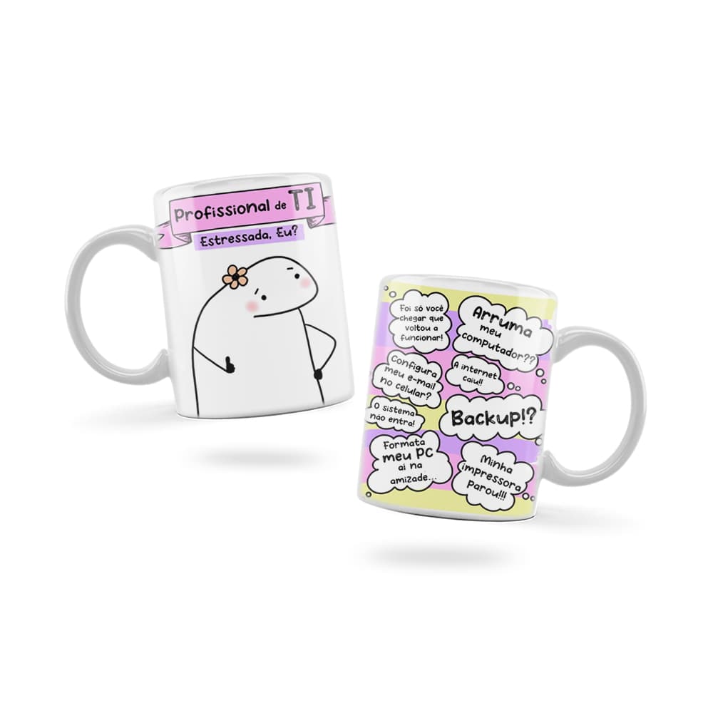 Caneca Personalizada Xicara Branca Grande Caneca de Porcelana Personalizada Flork Meme G210 Profissão TI