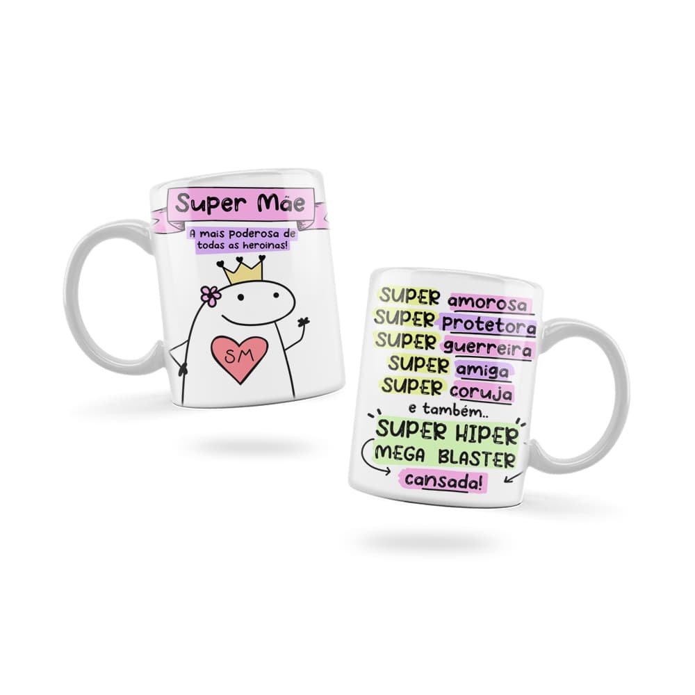 Caneca Personalizada Xicara Branca Grande Caneca de Porcelana Personalizada Flork Meme G211 Profissão Super Mãe