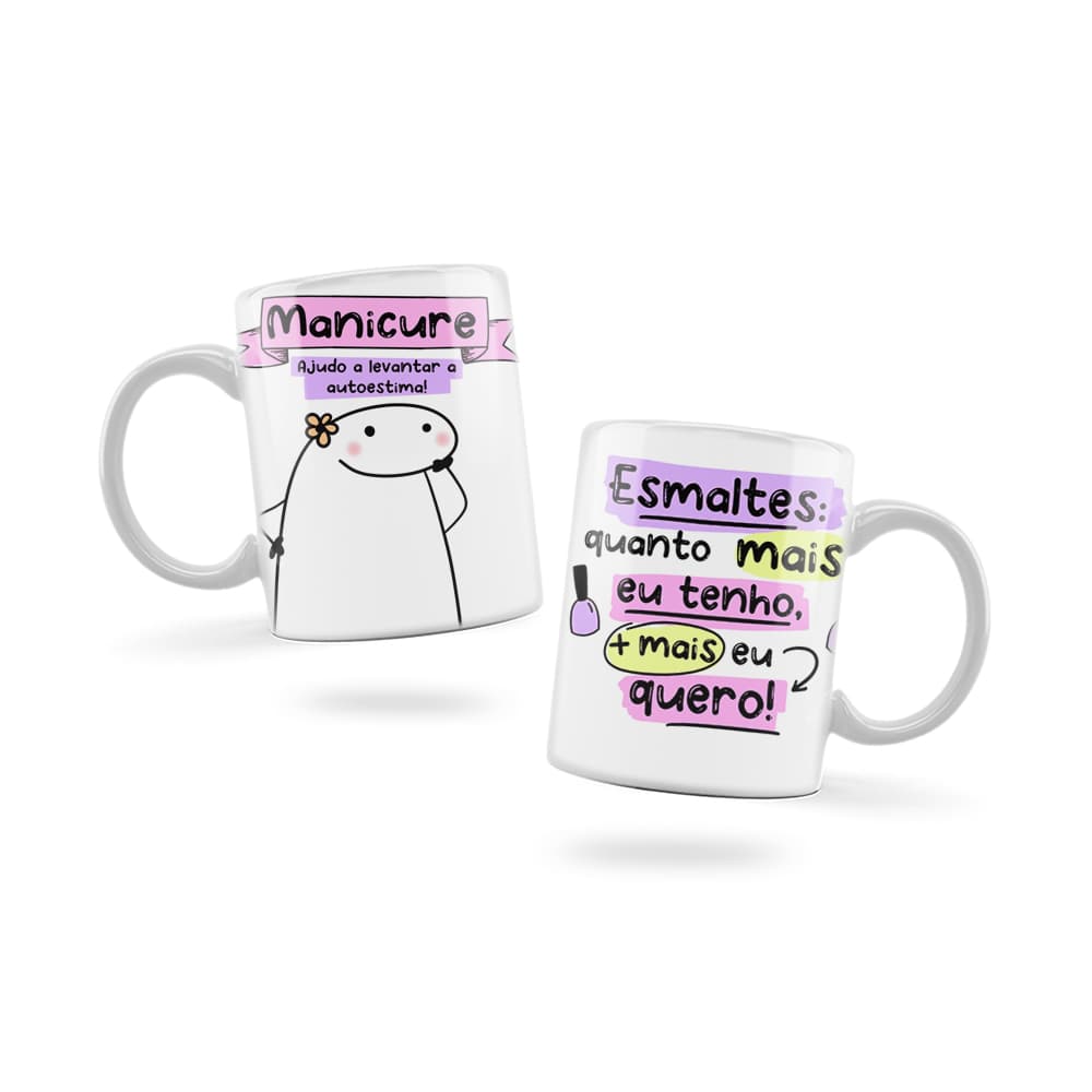 Caneca Personalizada Xicara Branca Grande Caneca de Porcelana Personalizada Flork Meme G222 Profissão Manicure