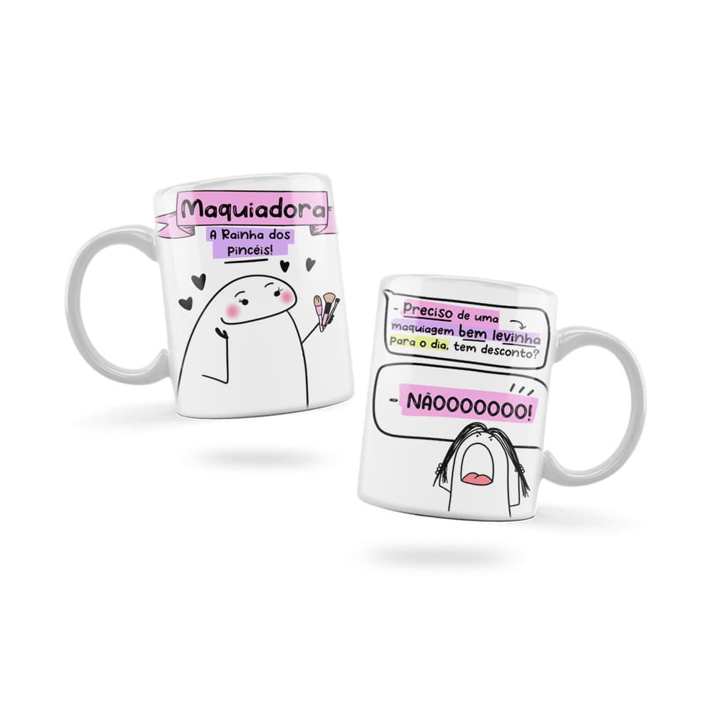 Caneca Personalizada Xicara Branca Grande Caneca de Porcelana Personalizada Flork Meme G221 Profissão Maquiadora