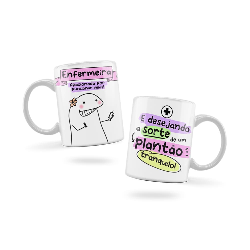 Caneca Personalizada Xicara Branca Grande Caneca de Porcelana Personalizada Flork Meme G228 Profissão Enfermeira