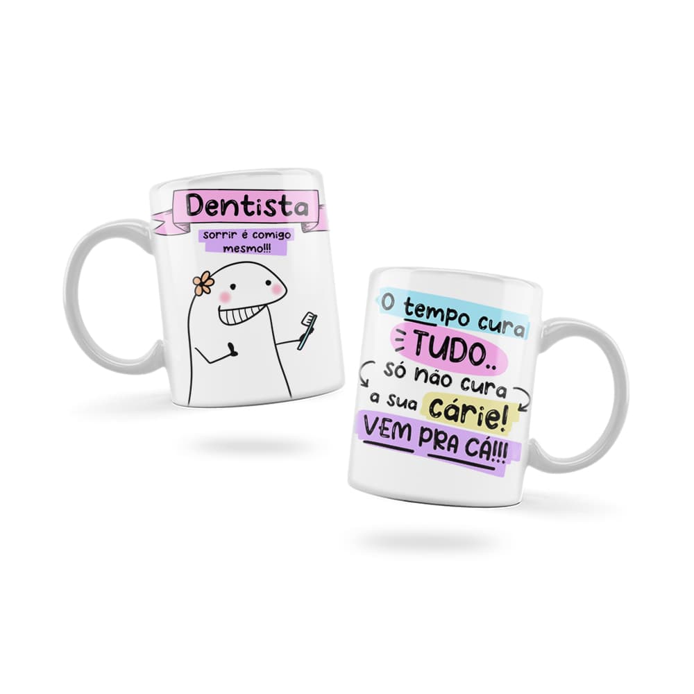 Caneca Personalizada Xicara Branca Grande Caneca de Porcelana Personalizada Flork Meme G233 Profissão Dentista