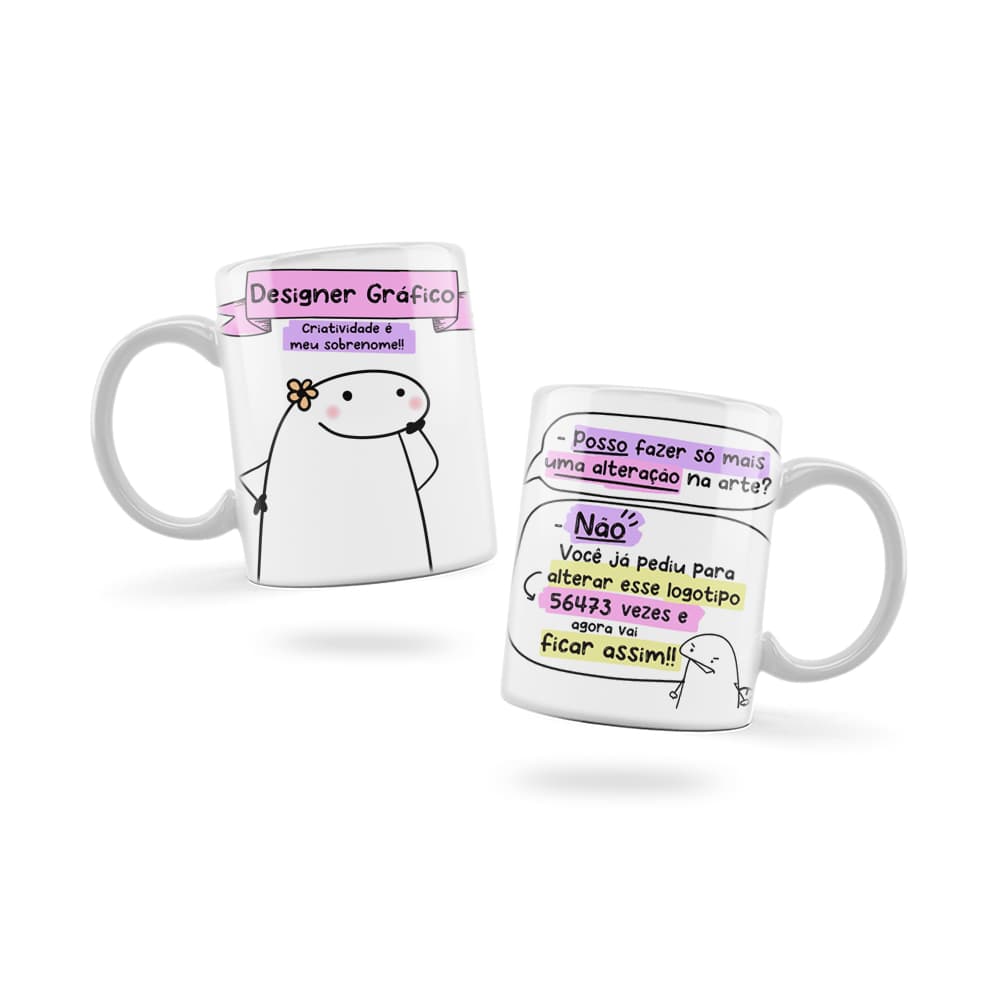 Caneca Personalizada Xicara Branca Grande Caneca de Porcelana Personalizada Flork Meme G232 Profissão Designer Grafico