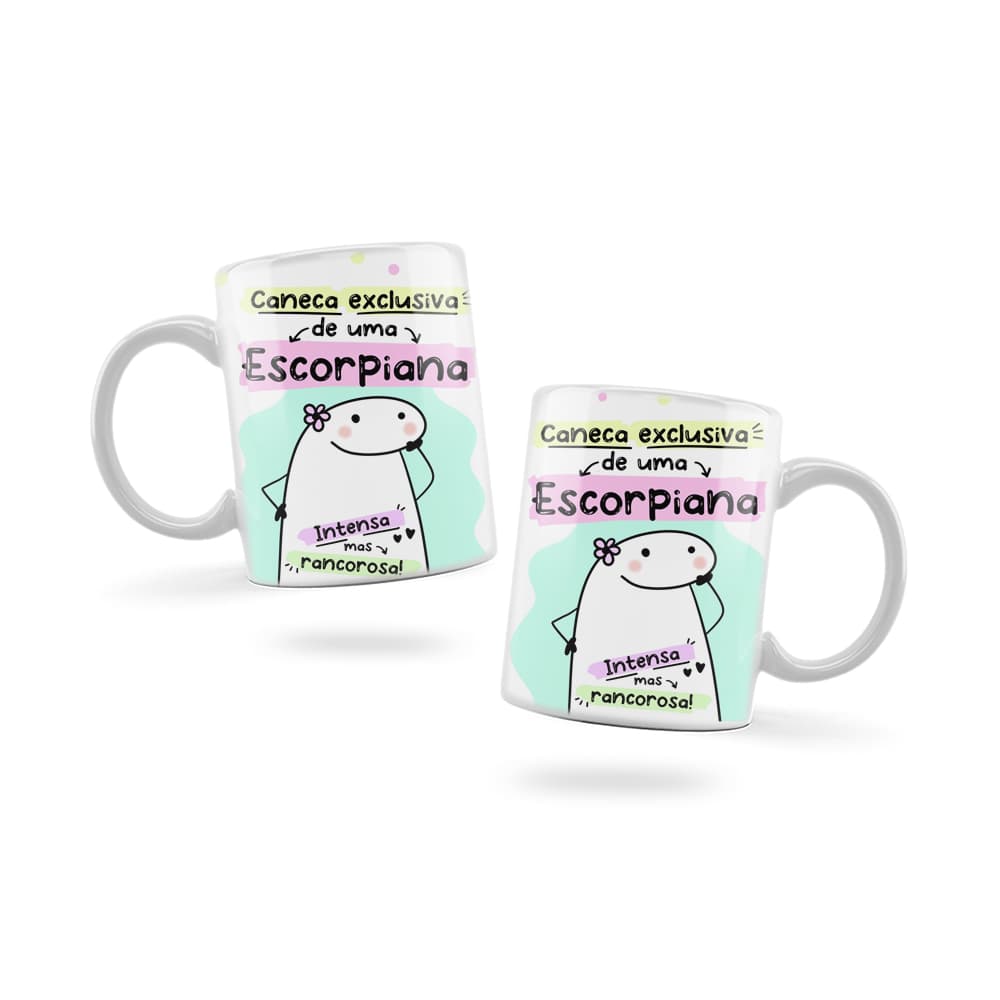 Caneca Personalizada Xicara Branca Grande Caneca de Porcelana Personalizada Flork Meme G253 Signos ESCORPIANA