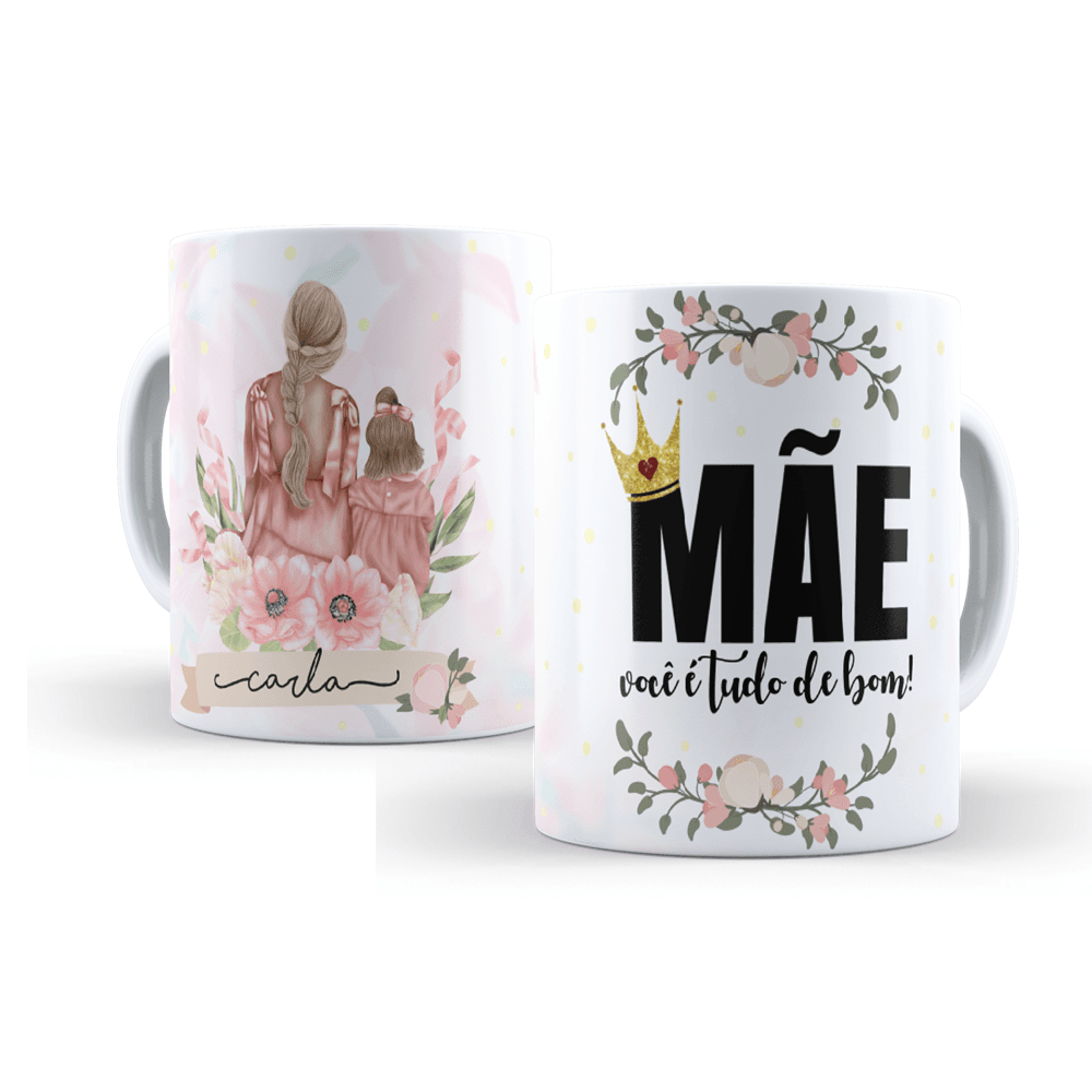 Caneca Personalizada Xicara Branca Grande Caneca de Porcelana Personalizada Dia das Mães PresenteL32