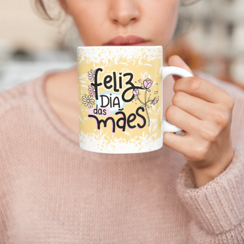 Caneca Personalizada Xicara Branca Grande Caneca de Porcelana Personalizada Dia das Mães PresenteL29