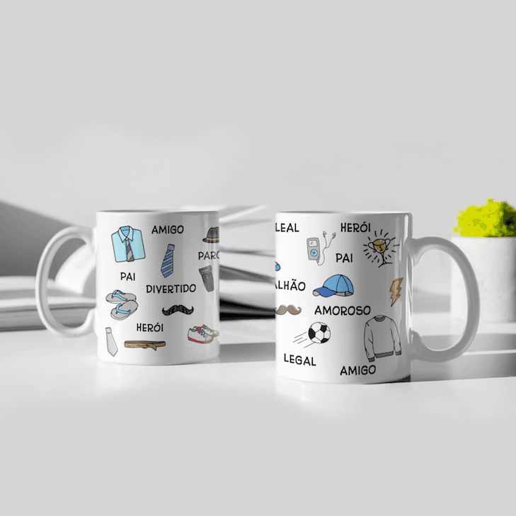 Caneca Personalizada Xicara Branca Grande Caneca de Porcelana Personalizada Dia das Pais P01