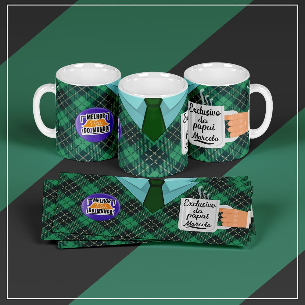 Caneca Personalizada Xicara Branca Grande Caneca de Porcelana Personalizada Dia das Pais P14