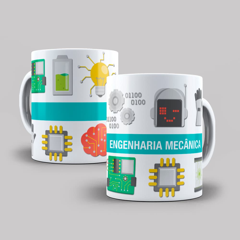 Caneca Personalizada Xicara Branca Grande Caneca de Porcelana Personalizada Profissão O14 ENGENHARIA MECANICA