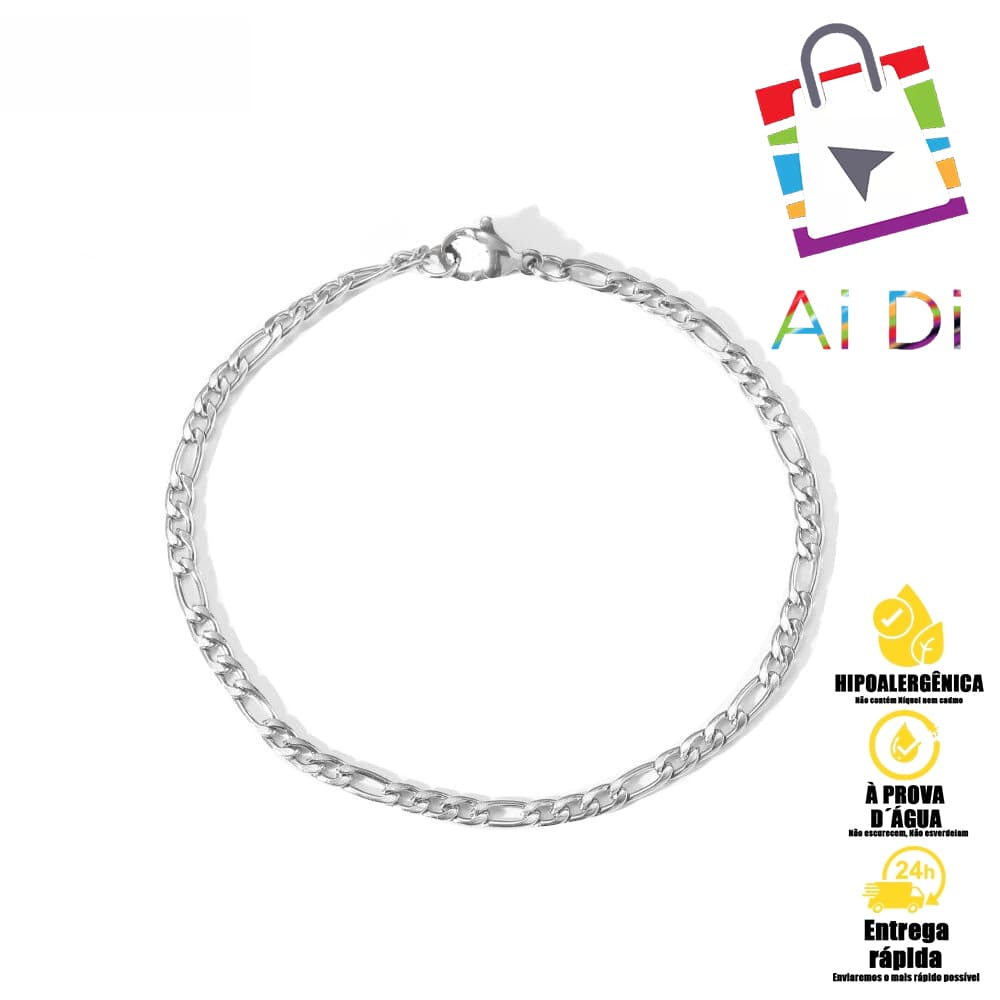 Pulseira Corrente Figaro Fina de Aço Inoxidável - Jóias Punk Casual para Homens e Mulheres, Presente Perfeito para Rappers e Amantes