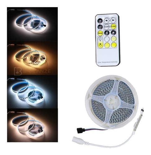 Fita LED 3528 180 LEDs/m 5m c/ Controle Remoto 12V IP20 Luz Branco-Frio/Quente/Neutro Bivolt