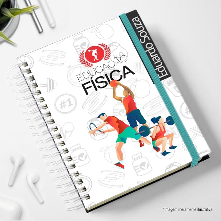 Agenda 2026 Personalizada com nome e cor do elástico Educação Física