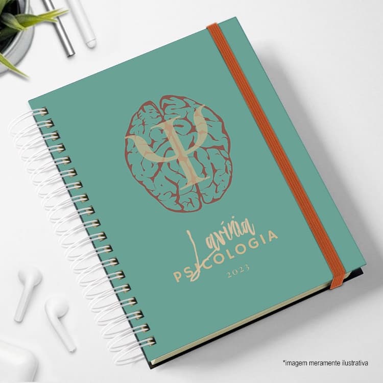 Agendas 2026 Personalizadas com nome e cor do elástico PSICOLOGIA