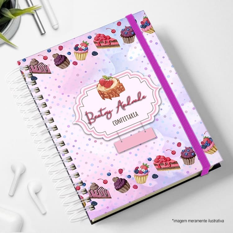 Agenda 2026 Personalizada com nome e cor do elástico CONFEITARIA