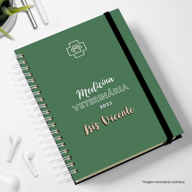 Agendas 2026 Personalizadas com nome e cor do elástico SAÚDE, MEDICINA VETERINÁRIA