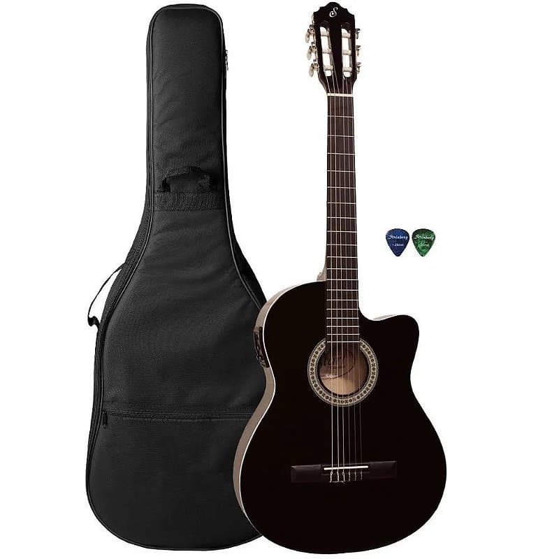 Violão Elétrico Giannini Nylon Flat Nf14 Bk + Capa