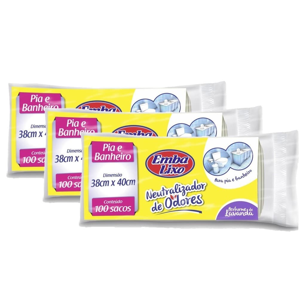 Saco De Lixo Banheiro Pia Perfumado Lavanda Kit 300 Unidades Cor Branco