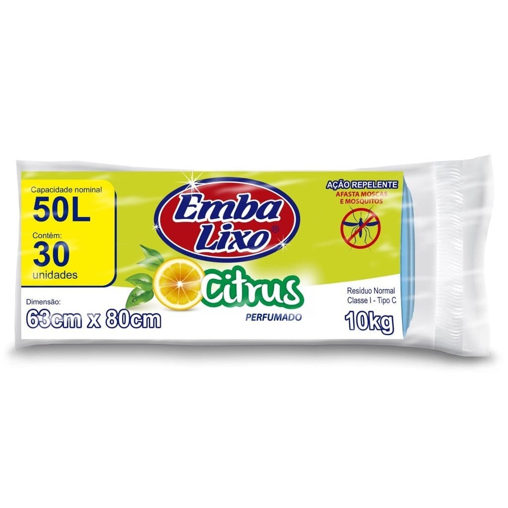 Saco De Lixo Embalixo 50l Perfumado Citrus Com 30 Unidades Cor Azul