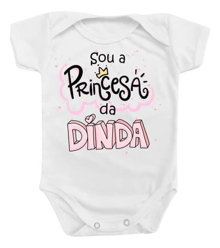 Body Roupa De Bebê Rosa Princesa Da Dinda Presente Menina