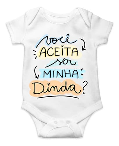 Body De Bebê Personalizado Convite Você Aceitar Ser Dinda
