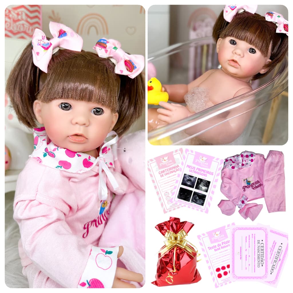 Boneca Reborn 100% Silicone Realista + Itens Bolsa Maternidade