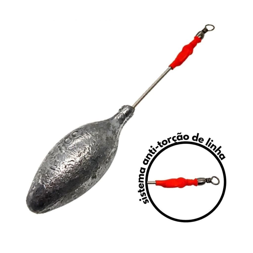 Chumbada Beach Bomber com Sistema Anti-Torção de Linha - Chumbo - 80gr à 150gr