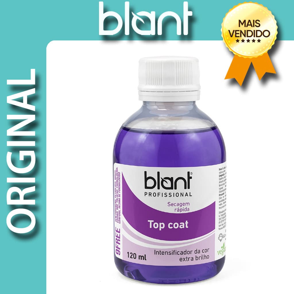 Blant Top Coat Profissional 120ml - Verniz Finalizador 9Free - Intensifica Cor e Brilho nailcare