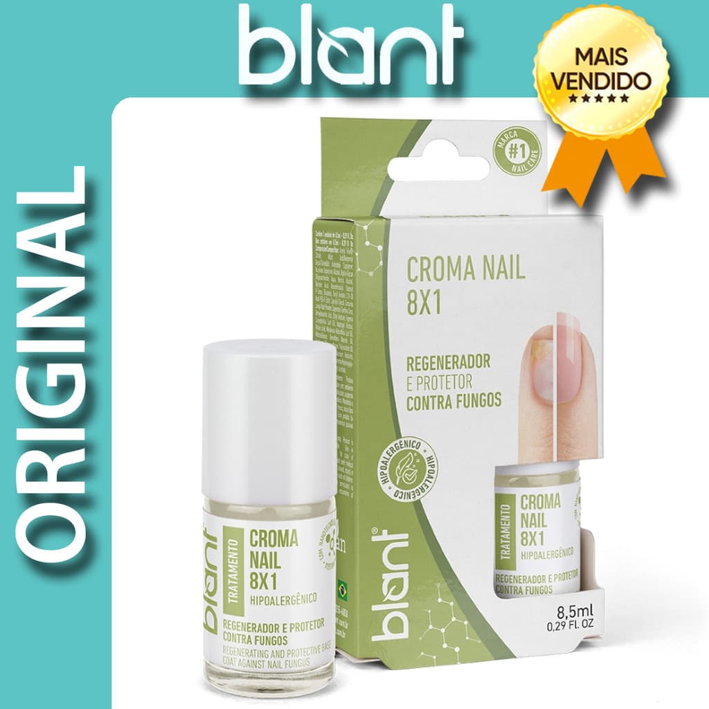Base Fortificante Vegana Croma Nail Blant 8x1 8,5ml - Proteção Avançada contra Fungos e Bactérias nailcare