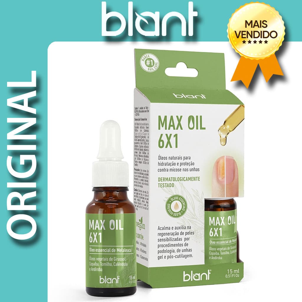 Max Oil 6x1 Óleo Essencial Melaleuca 15ml Blant - Hidratação e Proteção para Unhas e Cutículas nailcare