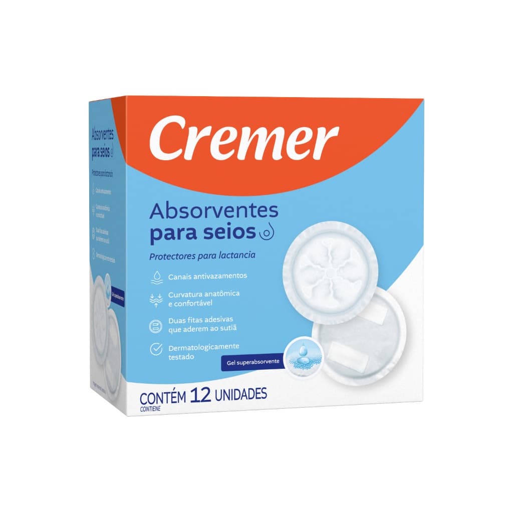 Absorvente de Seios Cremer com 12 Unidades