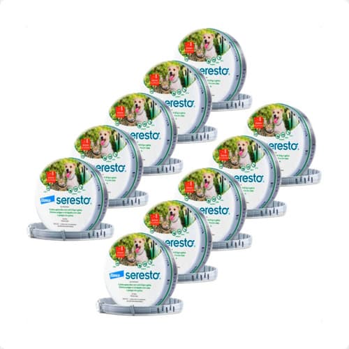 Kit 10 Seresto Coleira Antipulgas e Carrapatos Elanco para Cães e Gatos - Até 8kg