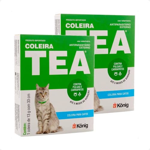 Kit 2 Coleira Antiparasitária Externo König 33 cm para Gatos - 13 g