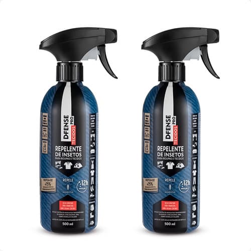 Kit 2 D-Fense Pro Tecidos Repelente de Insetos para Roupas - 500 mL