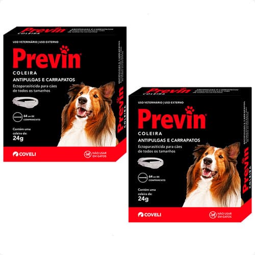 Kit 2 Previn Coleira Antipulgas e Carrapatos Coveli para Cães - 24 g