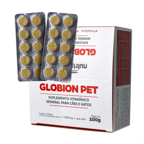 Kit 2 Globion Pet Suplemento Vitamínico Nutripharme - Blisters 10 Comprimidos