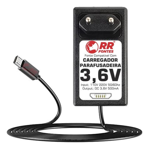 Fonte Carregador 3,6v Para Parafusadeira Gamma G12104 Usb