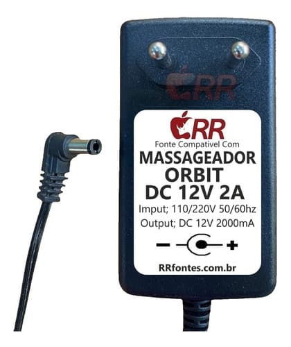 Fonte Carregador Dc 12v 2a Para Massageador Orbit