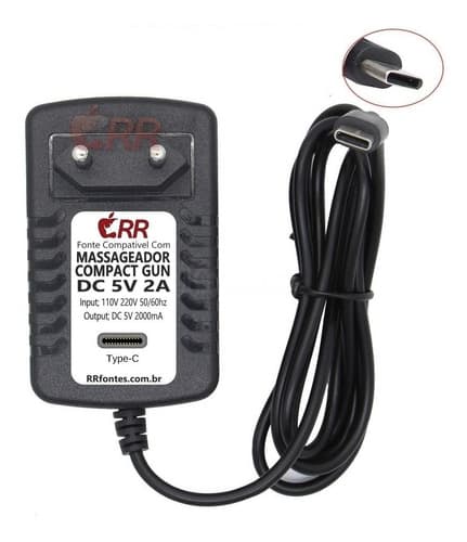 Fonte Carregador Dc 5v 2a Massageador Compact Gun