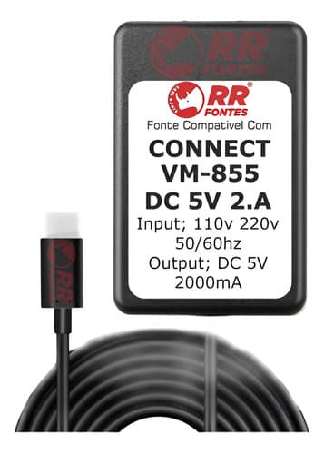 Fonte Carregador Para Baba Eletrônica Motorola Vm855 Connect