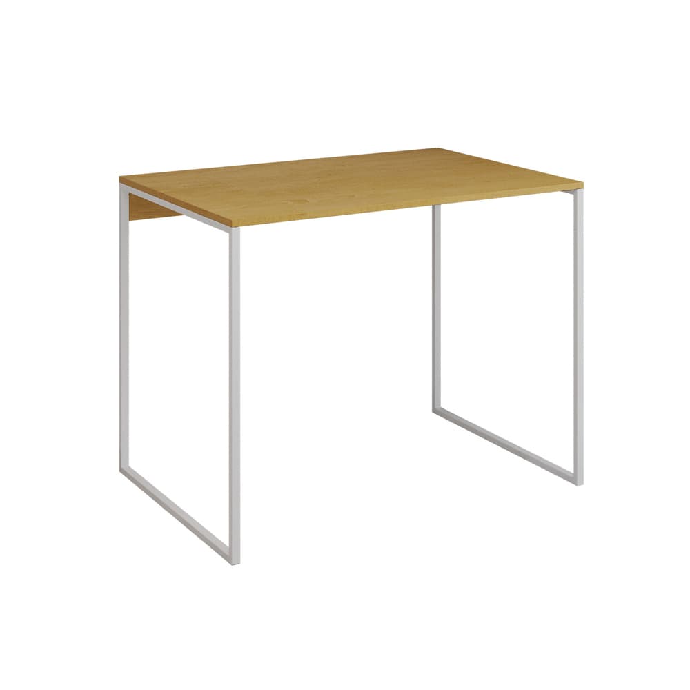 Mesa Para Escritório Industrial Base Ferro Branco Tampo Mdp Canela 90x50