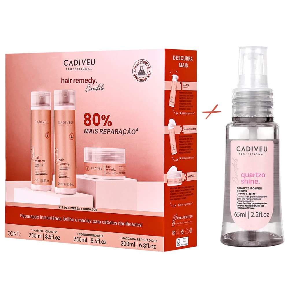 Kit Cadiveu Hair Remedy Repara Brilho + Reparador de Pontas