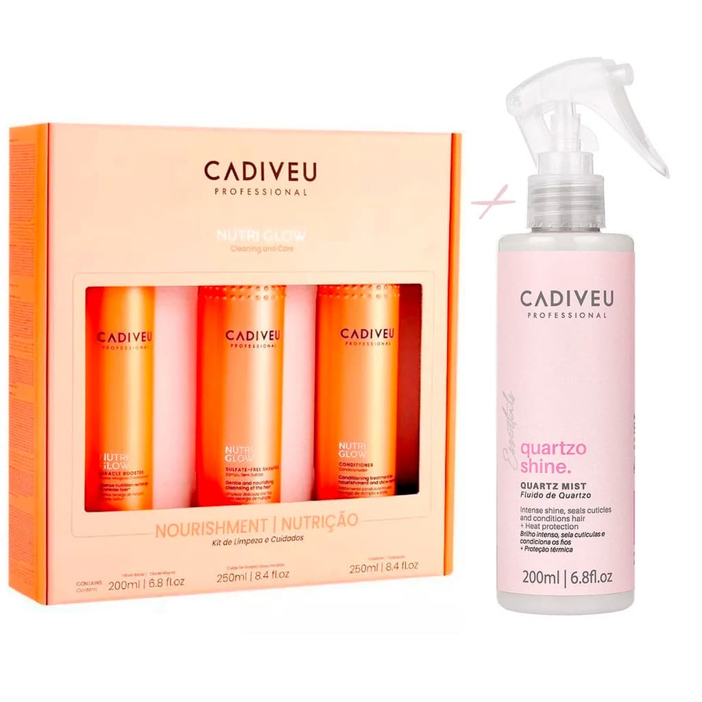 Kit Cadiveu Nutri Glow Trio 200ml + Leave Quartzo Shine Mist