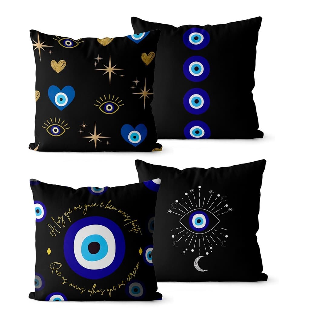 Kit 4 Capas personalizadas de luxo  para Almofadas 45x45 - Olho Grego