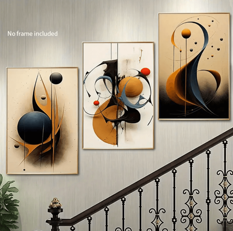 Quadros decorativos Conjunto de 3 Peças de Impressões de Arte em Tela Minimalista Moderna - Decoração de Parede Estilo