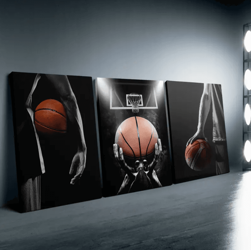 Quadros decorativos Grande180x60cm com 3 peças esportes de Basquete Jogos NBA