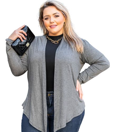 Blusa Cardigan Casaco Feminino Plus Size Viscolaycra Até G3 Outono Inverno
