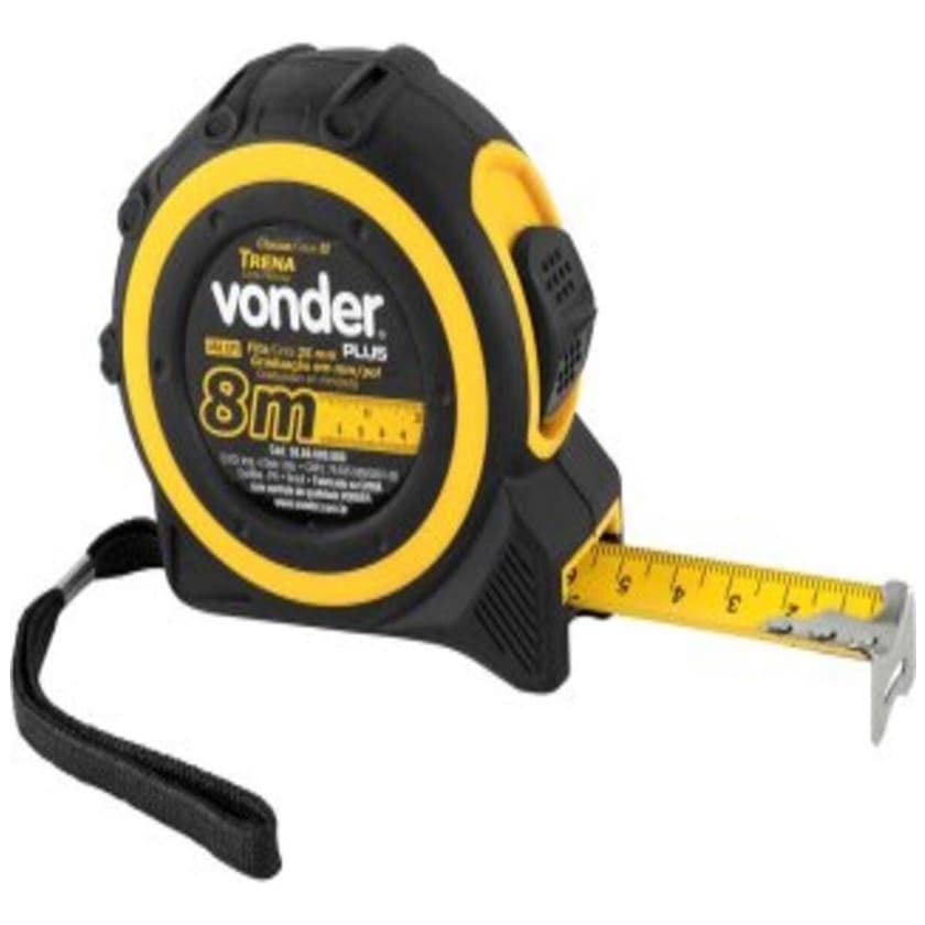 Trena 8 Metros X 25mm Aco Autotrava Emborrachada Plus Vonder