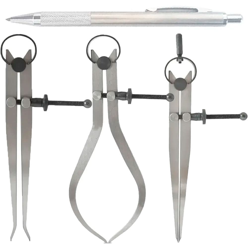 Kit Compassos Med. 250mm/10" Externo/Interno/Reto + Riscador