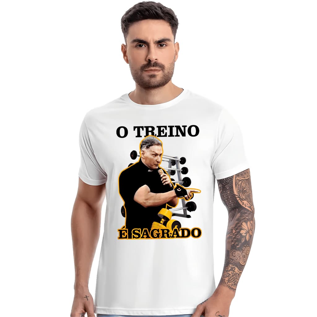 Camiseta Padre Marcelo Rossi Maromba Treino abençoado Amarelo Halter Meme Academia